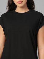 Women's Black 100% Organic Cotton Regular Fit Tshirt