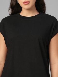 Women's Black 100% Organic Cotton Regular Fit Tshirt