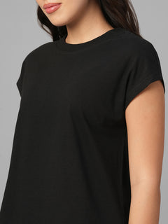 Women's Black 100% Organic Cotton Regular Fit Tshirt
