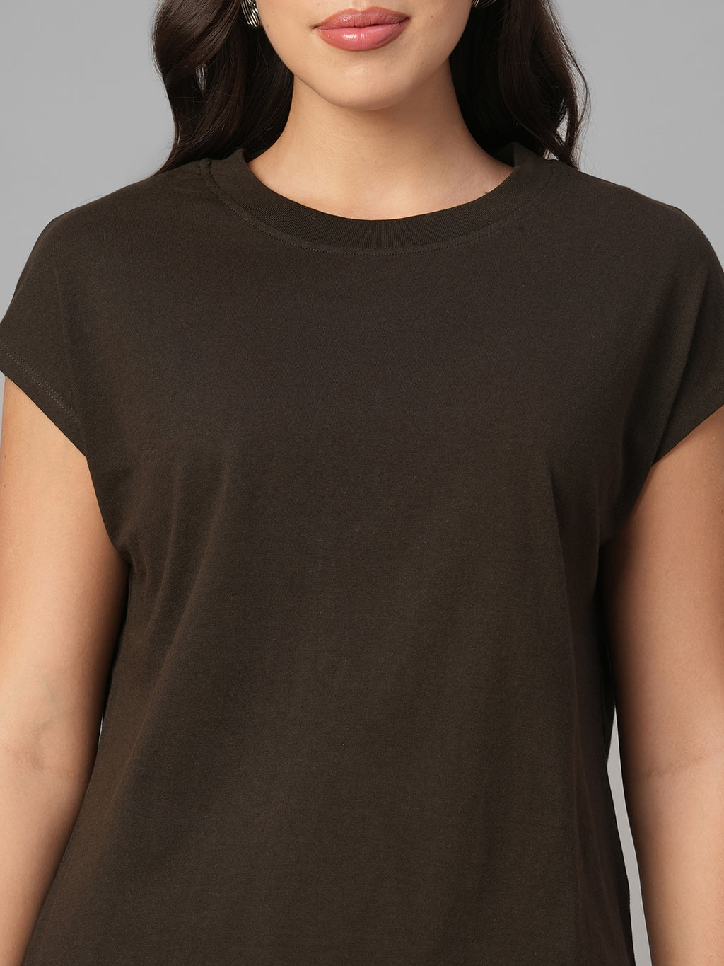 Women's Brown 100% Organic Cotton Regular Fit Tshirt
