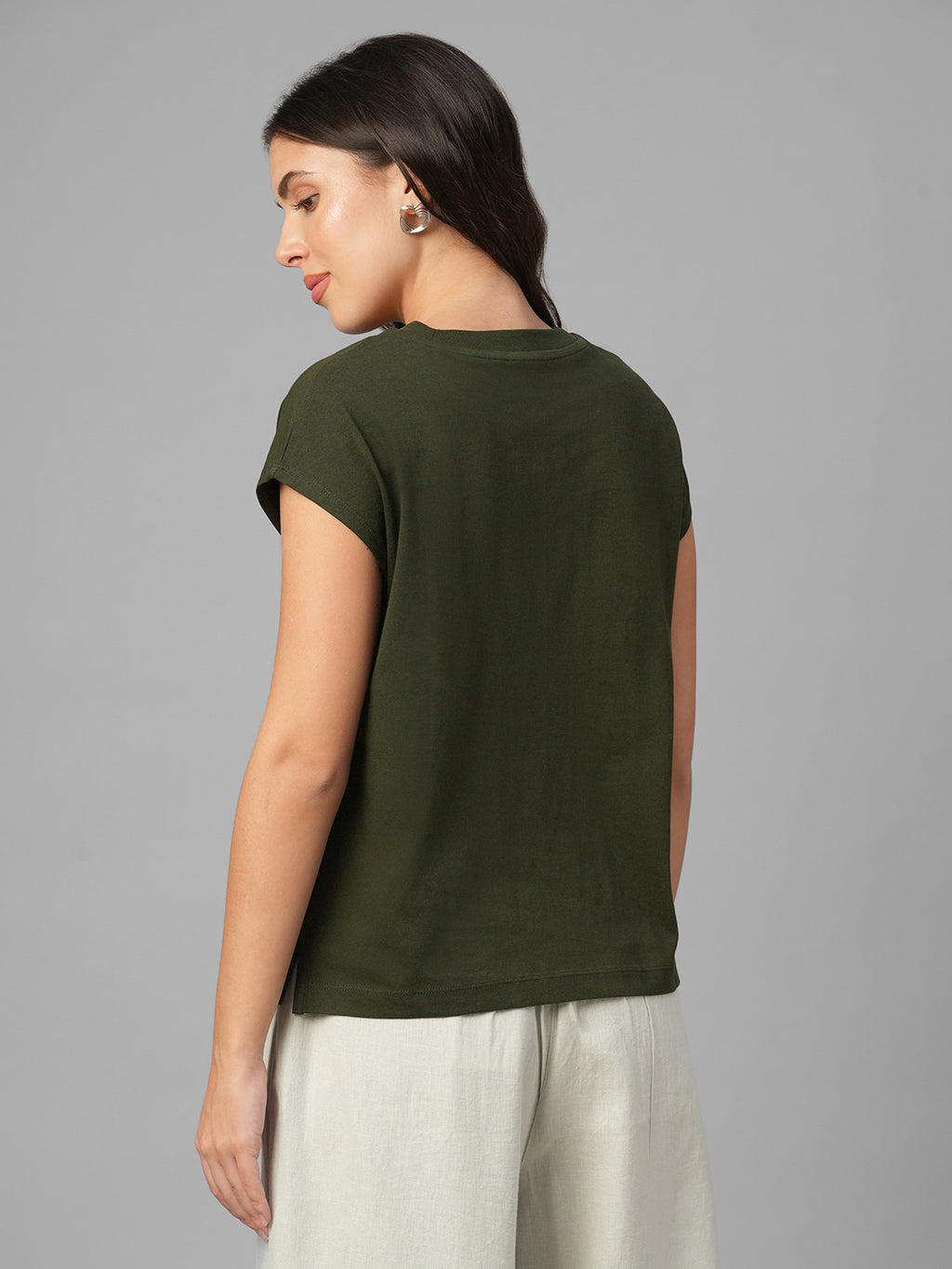 Women's Dk Green 100% Organic Cotton Regular Fit Tshirt