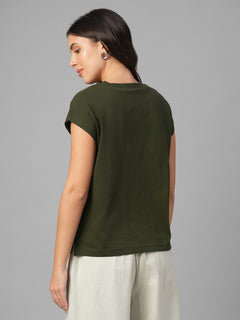 Women's Dk Green 100% Organic Cotton Regular Fit Tshirt