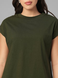 Women's Dk Green 100% Organic Cotton Regular Fit Tshirt