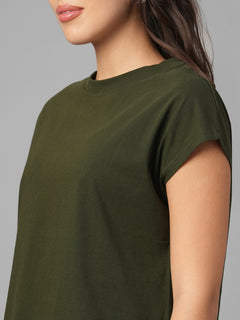 Women's Dk Green 100% Organic Cotton Regular Fit Tshirt