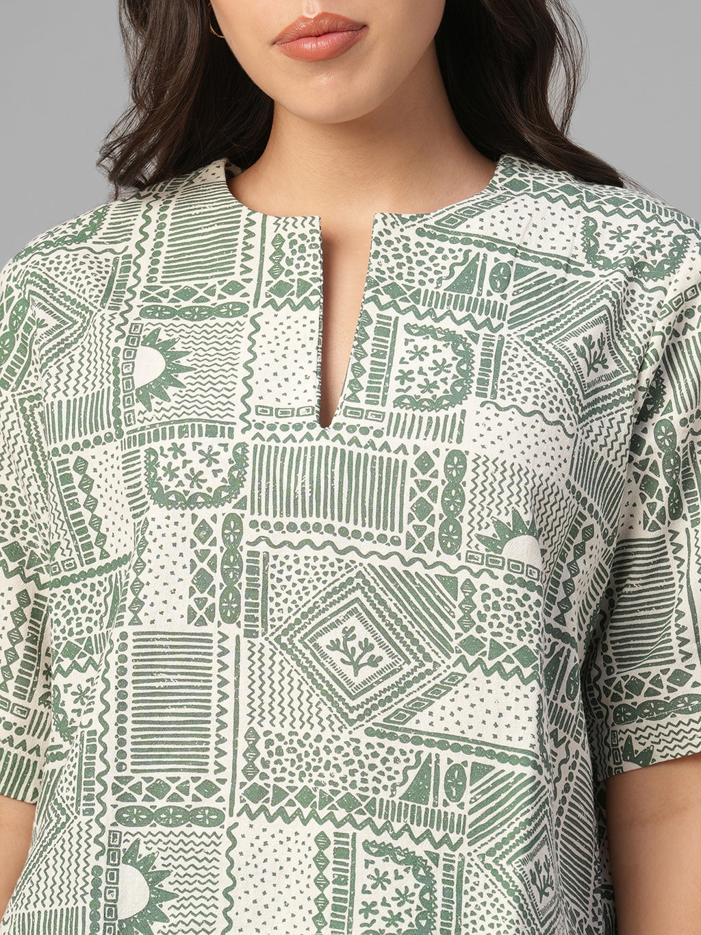 Women's Green Linen Cotton Regular Fit Blouse