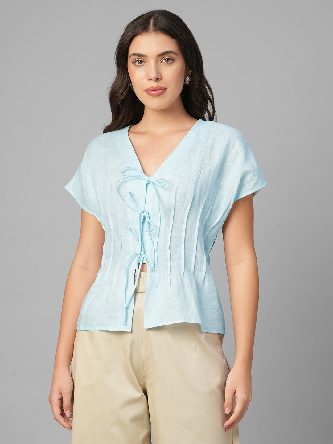 Women's Sky 100% Linen Regular Fit Blouse