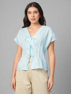 Women's Sky 100% Linen Regular Fit Blouse