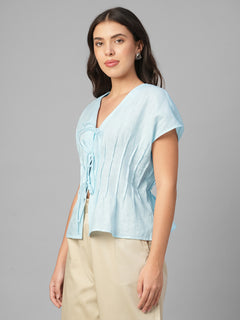 Women's Sky 100% Linen Regular Fit Blouse