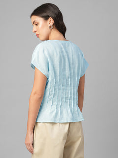 Women's Sky 100% Linen Regular Fit Blouse