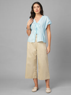 Women's Sky 100% Linen Regular Fit Blouse