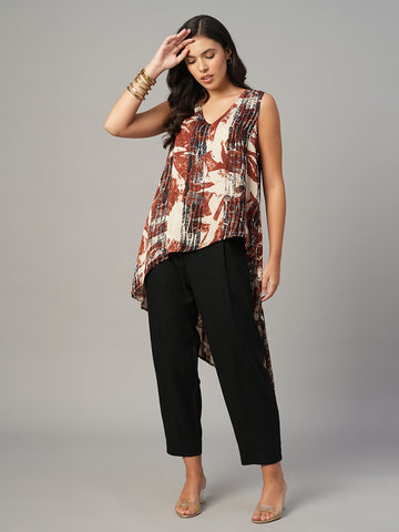 Women's Red Modal Viscose Regular Fit Blouse
