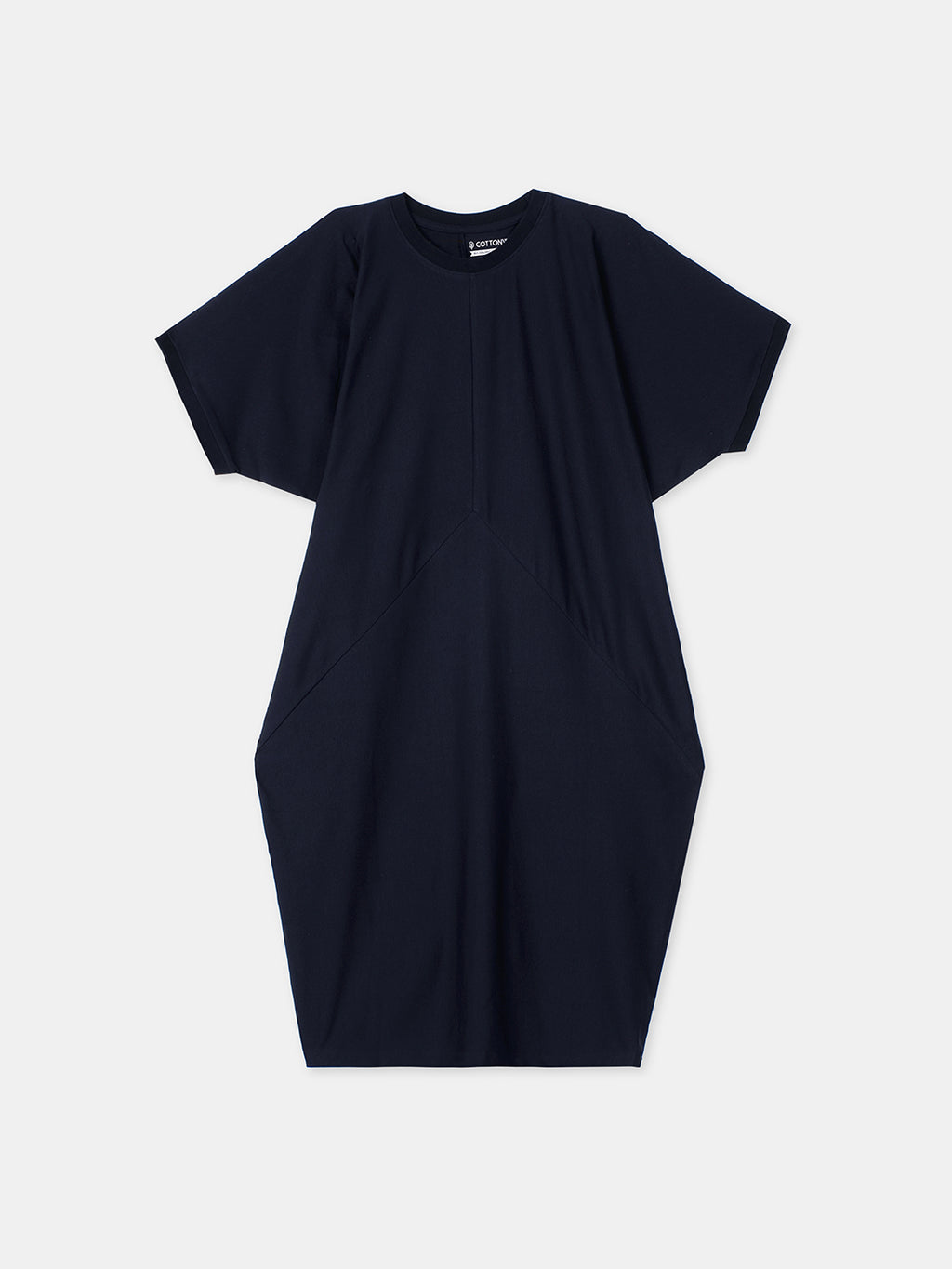 Women's Navy Cotton Elastane Boxy Fit Knit Dress