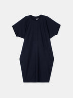 Women's Navy Cotton Elastane Boxy Fit Knit Dress