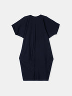 Women's Navy Cotton Elastane Boxy Fit Knit Dress