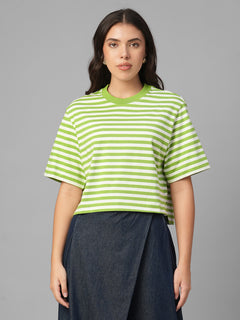 Women's Green 100% Organic Cotton Regular Fit Tshirt