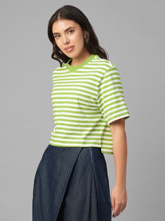 Women's Green 100% Organic Cotton Regular Fit Tshirt