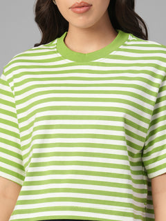 Women's Green 100% Organic Cotton Regular Fit Tshirt