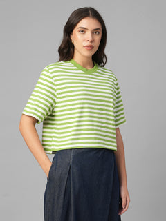 Women's Green 100% Organic Cotton Regular Fit Tshirt