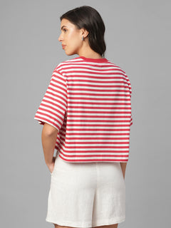 Women's Red 100% Organic Cotton Regular Fit Tshirt