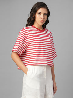 Women's Red 100% Organic Cotton Regular Fit Tshirt