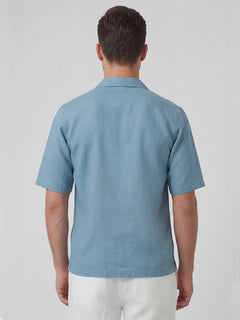 Men's Linen Cotton Regular Fit Shirt Blue