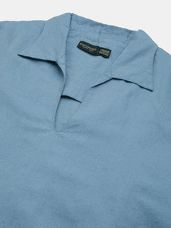 Men's Linen Cotton Regular Fit Shirt Blue