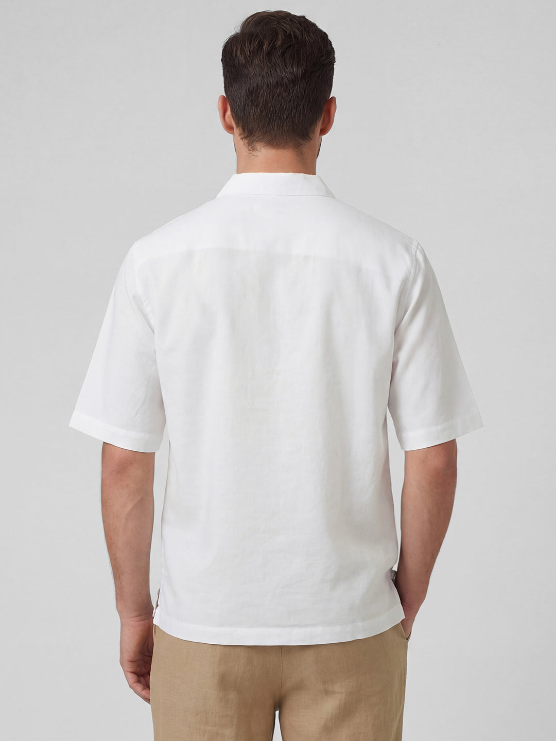 Men's White Linen Cotton Regular Fit Shirt