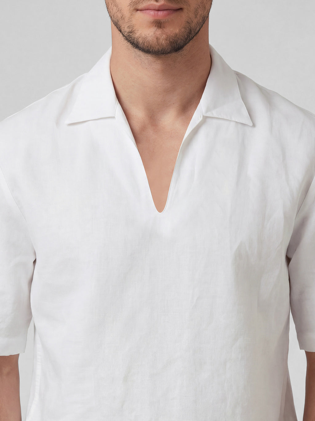 Men's White Linen Cotton Regular Fit Shirt
