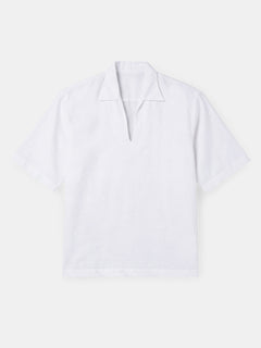 Men's Linen Cotton Regular Fit Pullover Shirt White