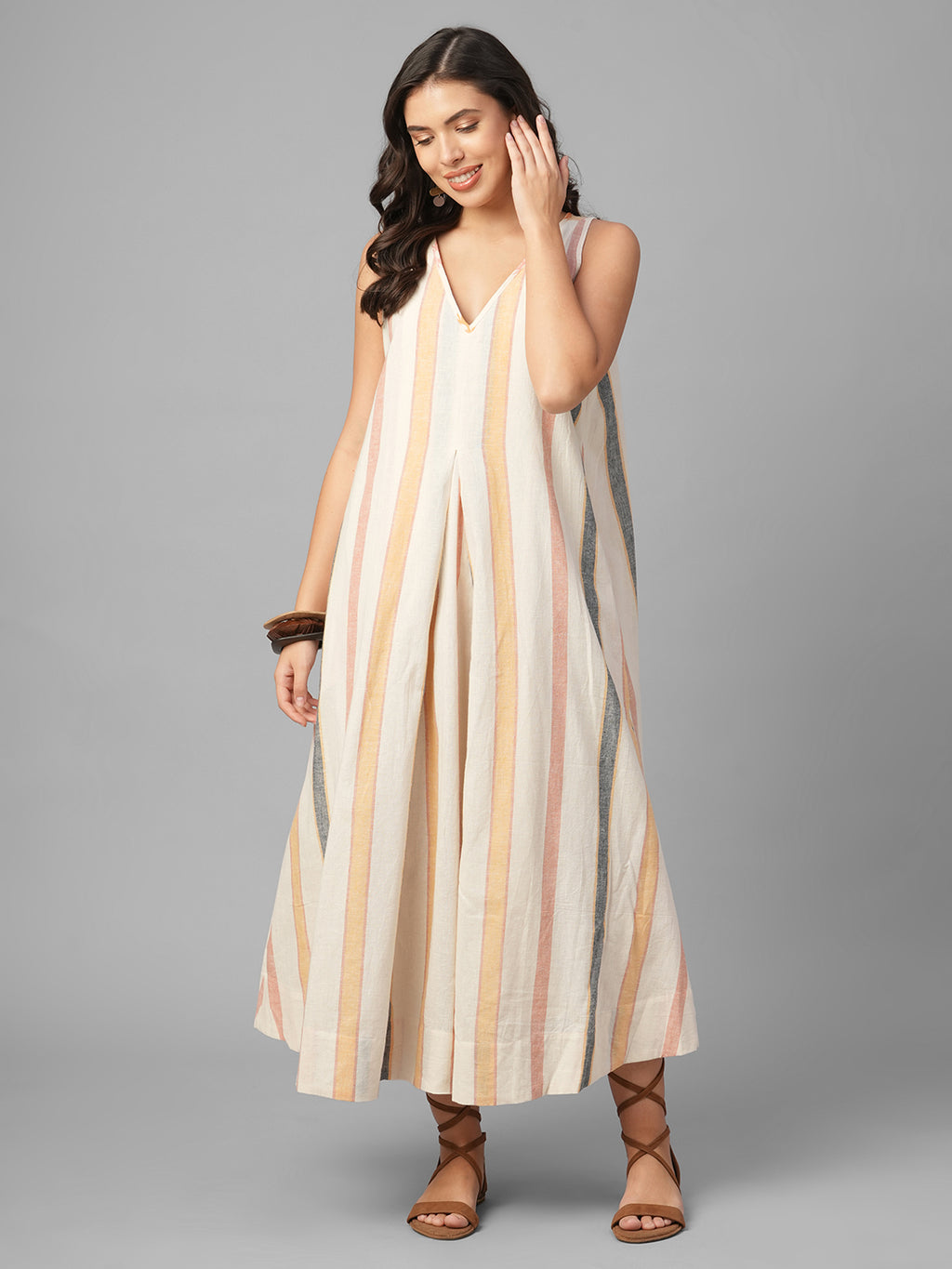Buy Women's Linen Cotton Semi-Formal Wear Regular Fit Dress|Cottonworld