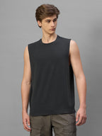 Men's Grey Cotton Bamboo Elastane Regular Fit Knit Vest