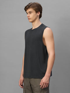 Men's Grey Cotton Bamboo Elastane Regular Fit Knit Vest