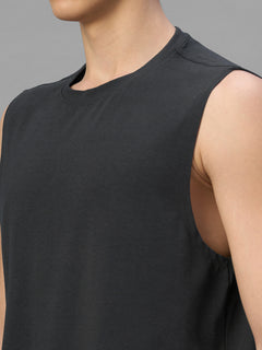 Men's Grey Cotton Bamboo Elastane Regular Fit Knit Vest
