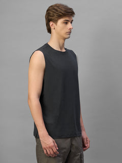 Men's Grey Cotton Bamboo Elastane Regular Fit Knit Vest