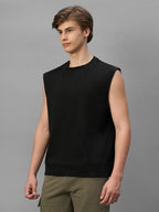Men's Black 100% Organic Cotton Relax Fit Knit Vest