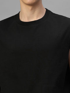 Men's Black 100% Organic Cotton Relax Fit Knit Vest