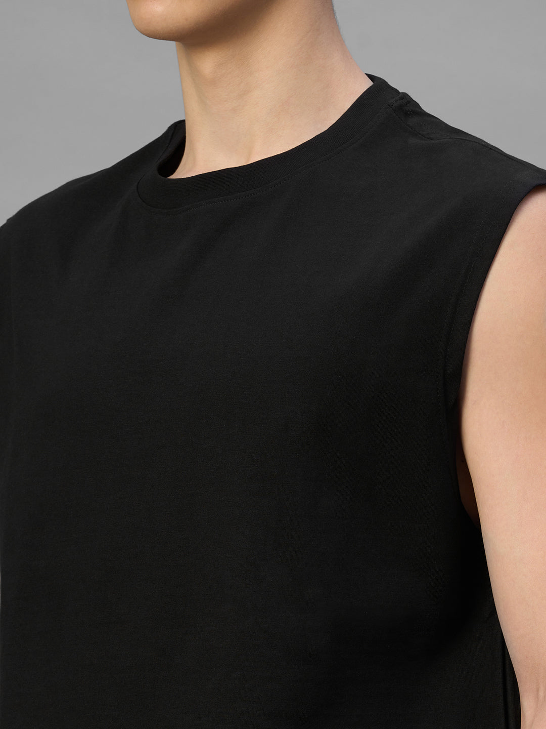 Men's Black 100% Organic Cotton Relax Fit Knit Vest