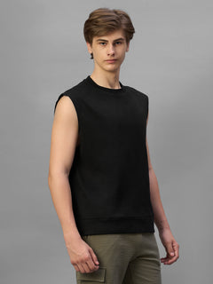 Men's Black 100% Organic Cotton Relax Fit Knit Vest
