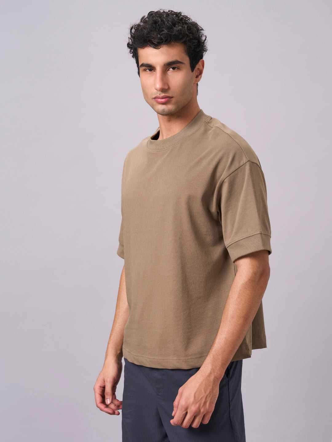 Men's Khaki 100% Cotton Relax Fit Tshirt