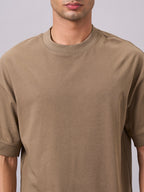 Men's Khaki 100% Cotton Relax Fit Tshirt