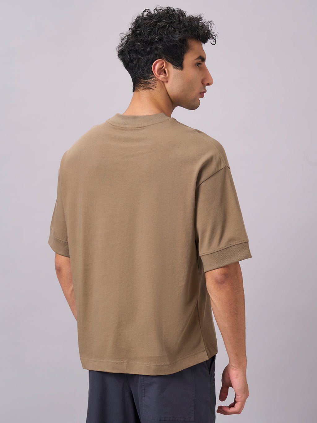 Men's Khaki 100% Cotton Relax Fit Tshirt