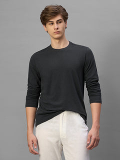 Men's Grey Cotton Bamboo Elastane Regular Fit Tshirt