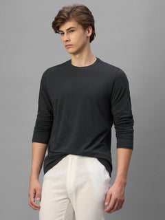 Men's Grey Cotton Bamboo Elastane Regular Fit Tshirt