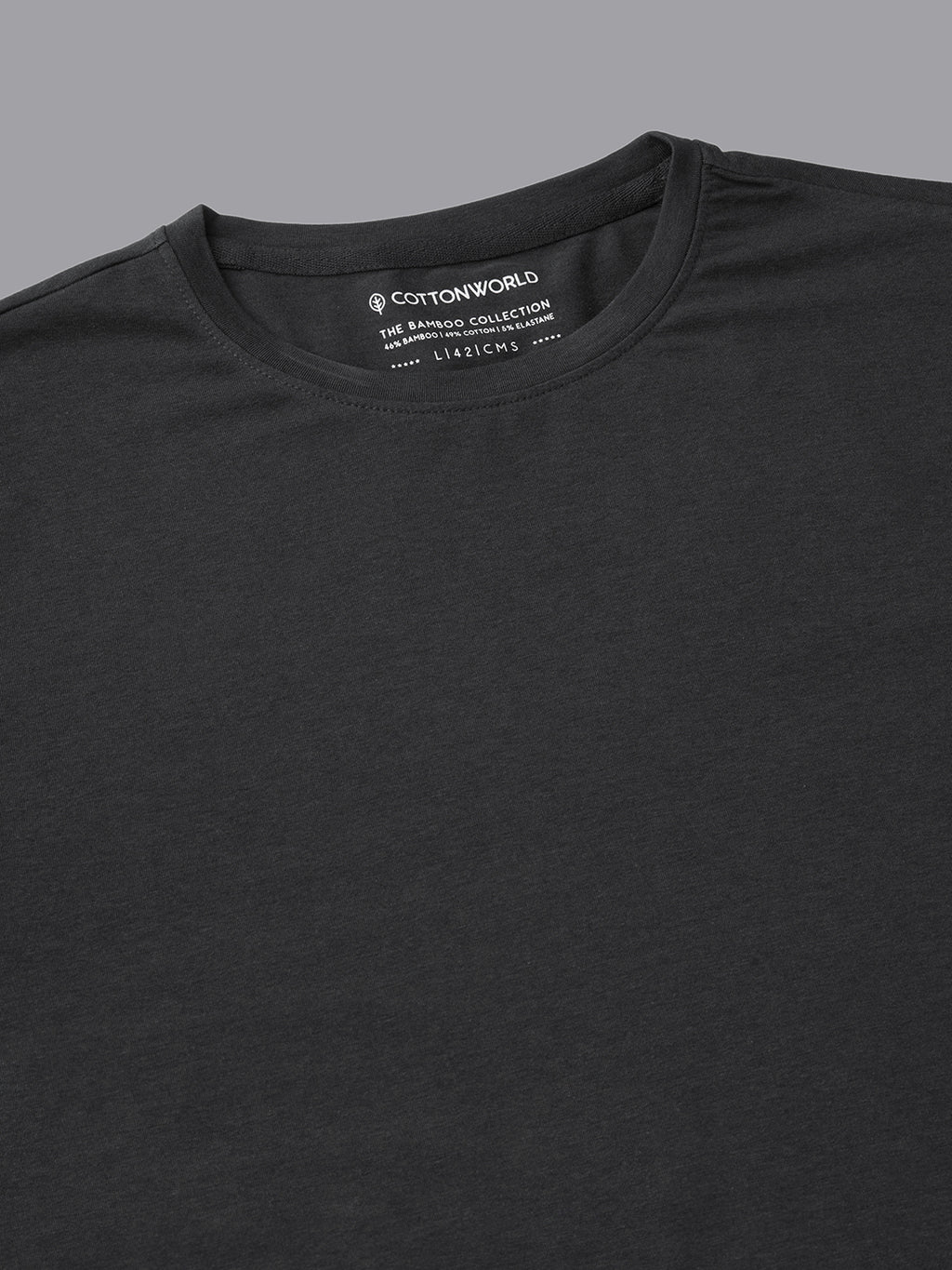 Men's Grey Cotton Bamboo Elastane Regular Fit Tshirt