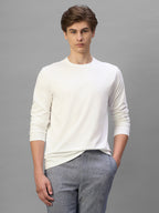 Men's White Cotton Bamboo Elastane Regular Fit Tshirt