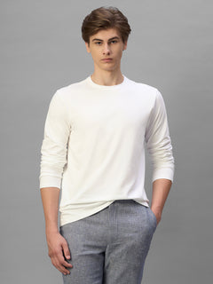 Men's White Cotton Bamboo Elastane Regular Fit Tshirt