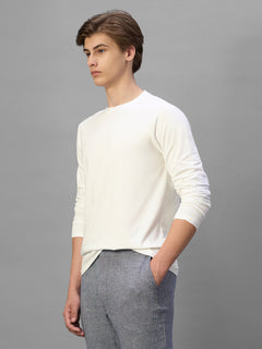 Men's White Cotton Bamboo Elastane Regular Fit Tshirt