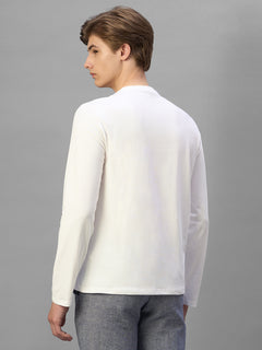 Men's White Cotton Bamboo Elastane Regular Fit Tshirt