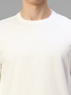 Men's White Cotton Bamboo Elastane Regular Fit Tshirt