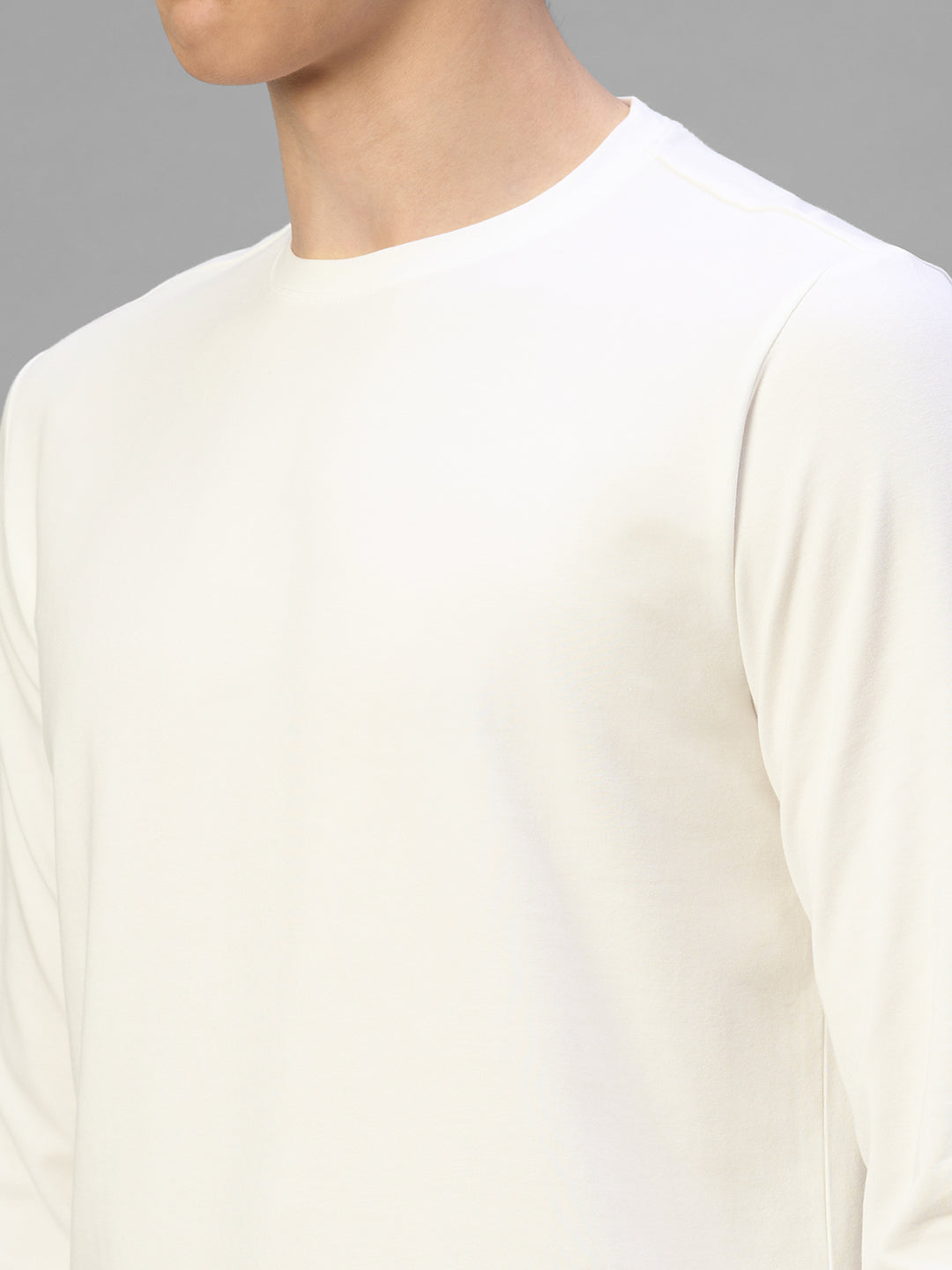Men's White Cotton Bamboo Elastane Regular Fit Tshirt